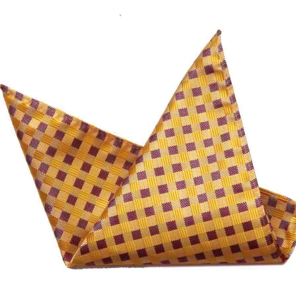 Eksel Pocket Square Check Pattern Silk Blend Men's